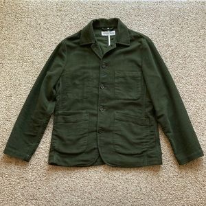 Universal Works Men’s Green Cotton Moleskin Baker’s Chore Jacket Coat M